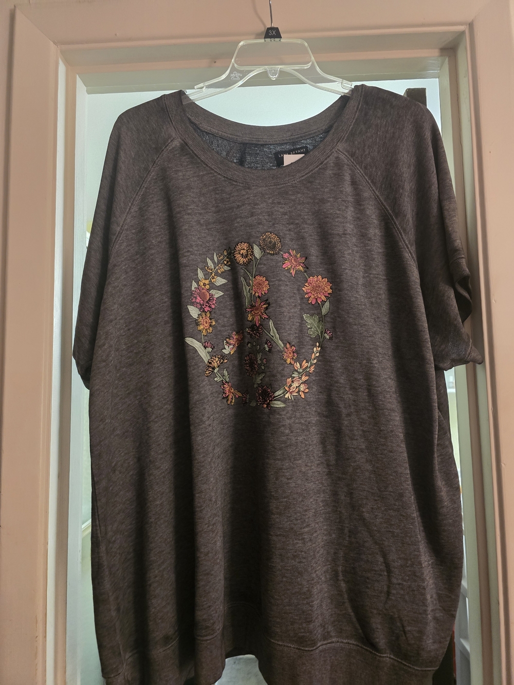 Lane Bryant Charcoal Sweatshirt with Floral Peace Sign